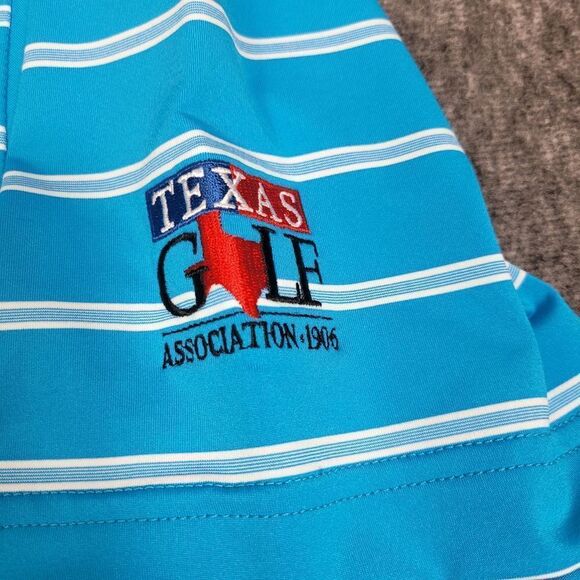 Peter Millar Summer Comfort Mens Size L Golf Polo Shirt Striped Aqua Blue New - Picture 5 of 11